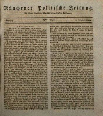 Münchener politische Zeitung (Süddeutsche Presse) Dienstag 5. Oktober 1824