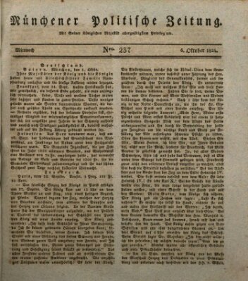 Münchener politische Zeitung (Süddeutsche Presse) Mittwoch 6. Oktober 1824