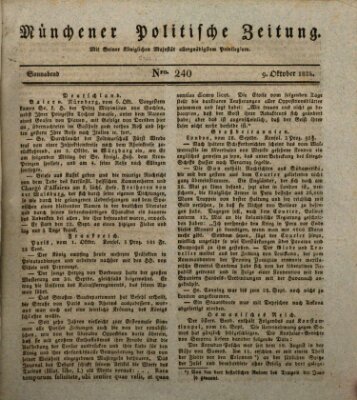 Münchener politische Zeitung (Süddeutsche Presse) Samstag 9. Oktober 1824