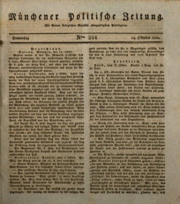 Münchener politische Zeitung (Süddeutsche Presse) Donnerstag 14. Oktober 1824