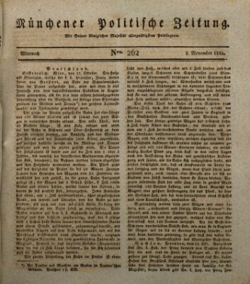 Münchener politische Zeitung (Süddeutsche Presse) Mittwoch 3. November 1824