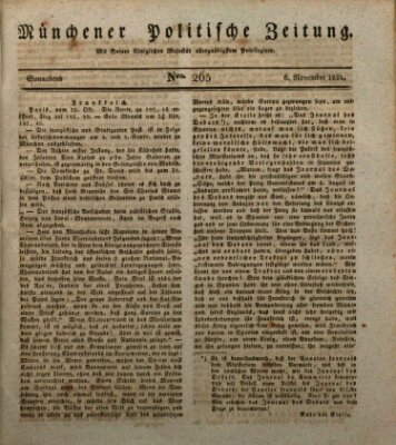 Münchener politische Zeitung (Süddeutsche Presse) Samstag 6. November 1824