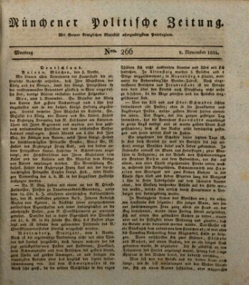 Münchener politische Zeitung (Süddeutsche Presse) Montag 8. November 1824