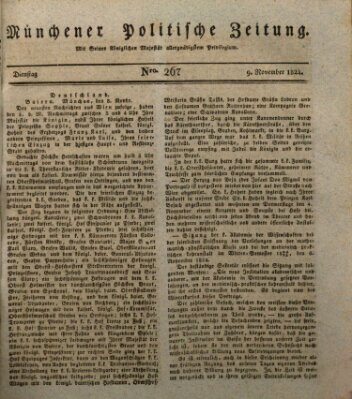 Münchener politische Zeitung (Süddeutsche Presse) Dienstag 9. November 1824