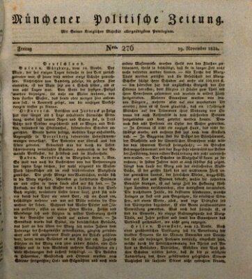 Münchener politische Zeitung (Süddeutsche Presse) Freitag 19. November 1824