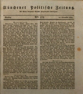 Münchener politische Zeitung (Süddeutsche Presse) Montag 22. November 1824