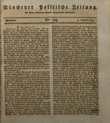 Münchener politische Zeitung (Süddeutsche Presse) Samstag 4. Dezember 1824