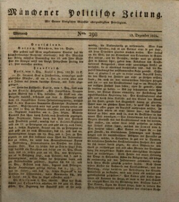 Münchener politische Zeitung (Süddeutsche Presse) Mittwoch 15. Dezember 1824