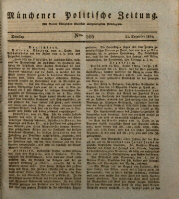 Münchener politische Zeitung (Süddeutsche Presse) Dienstag 21. Dezember 1824