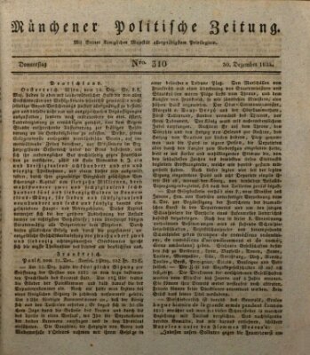 Münchener politische Zeitung (Süddeutsche Presse) Donnerstag 30. Dezember 1824