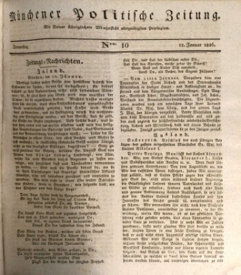 Münchener politische Zeitung (Süddeutsche Presse) Donnerstag 12. Januar 1826