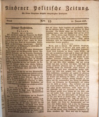 Münchener politische Zeitung (Süddeutsche Presse) Mittwoch 18. Januar 1826