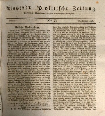 Münchener politische Zeitung (Süddeutsche Presse) Mittwoch 25. Januar 1826