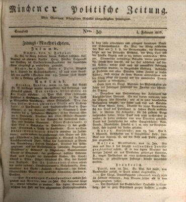 Münchener politische Zeitung (Süddeutsche Presse) Samstag 4. Februar 1826