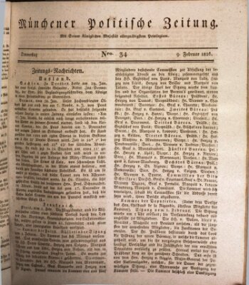 Münchener politische Zeitung (Süddeutsche Presse) Donnerstag 9. Februar 1826