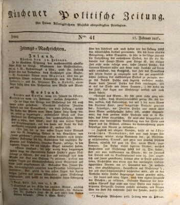 Münchener politische Zeitung (Süddeutsche Presse) Freitag 17. Februar 1826