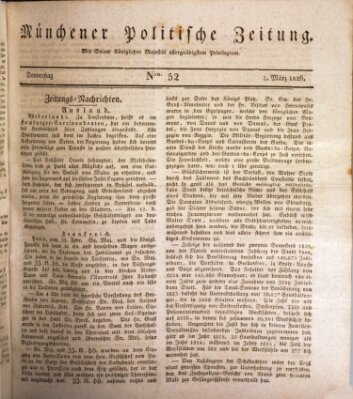 Münchener politische Zeitung (Süddeutsche Presse) Donnerstag 2. März 1826