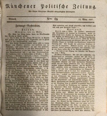 Münchener politische Zeitung (Süddeutsche Presse) Mittwoch 15. März 1826