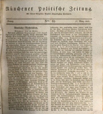 Münchener politische Zeitung (Süddeutsche Presse) Freitag 17. März 1826