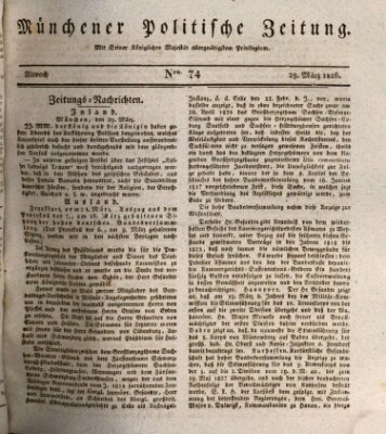 Münchener politische Zeitung (Süddeutsche Presse) Mittwoch 29. März 1826