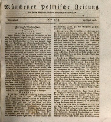 Münchener politische Zeitung (Süddeutsche Presse) Samstag 29. April 1826