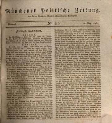 Münchener politische Zeitung (Süddeutsche Presse) Mittwoch 10. Mai 1826