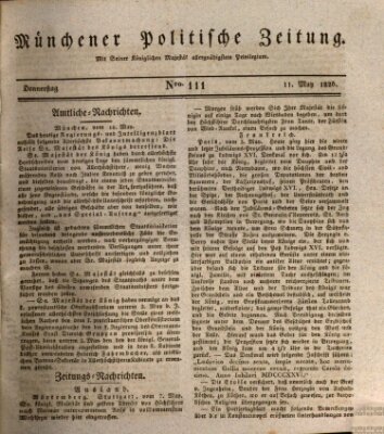 Münchener politische Zeitung (Süddeutsche Presse) Donnerstag 11. Mai 1826