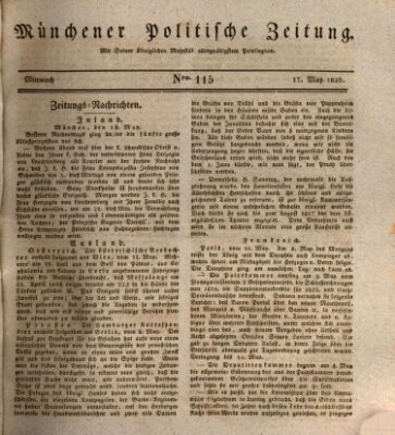 Münchener politische Zeitung (Süddeutsche Presse) Mittwoch 17. Mai 1826