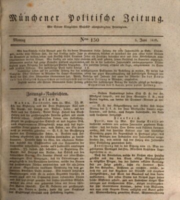 Münchener politische Zeitung (Süddeutsche Presse) Montag 5. Juni 1826