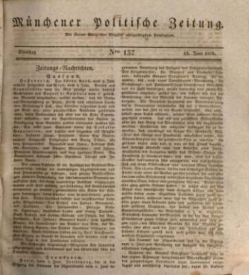 Münchener politische Zeitung (Süddeutsche Presse) Dienstag 13. Juni 1826