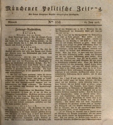 Münchener politische Zeitung (Süddeutsche Presse) Mittwoch 14. Juni 1826