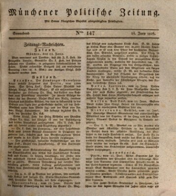 Münchener politische Zeitung (Süddeutsche Presse) Samstag 24. Juni 1826