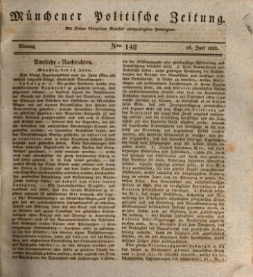 Münchener politische Zeitung (Süddeutsche Presse) Montag 26. Juni 1826