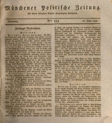 Münchener politische Zeitung (Süddeutsche Presse) Donnerstag 29. Juni 1826