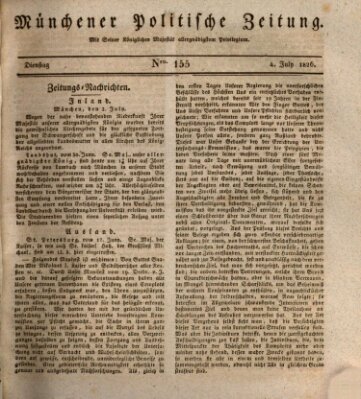 Münchener politische Zeitung (Süddeutsche Presse) Dienstag 4. Juli 1826