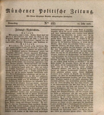 Münchener politische Zeitung (Süddeutsche Presse) Donnerstag 13. Juli 1826