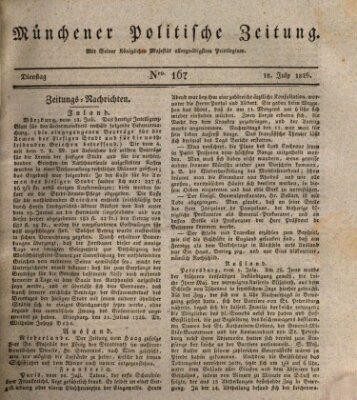 Münchener politische Zeitung (Süddeutsche Presse) Dienstag 18. Juli 1826