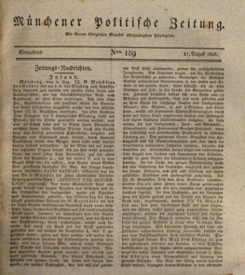 Münchener politische Zeitung (Süddeutsche Presse) Samstag 12. August 1826