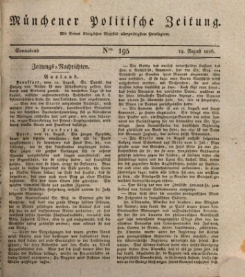 Münchener politische Zeitung (Süddeutsche Presse) Samstag 19. August 1826