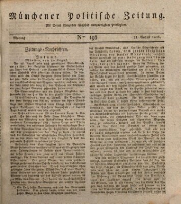 Münchener politische Zeitung (Süddeutsche Presse) Montag 21. August 1826