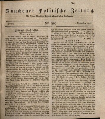 Münchener politische Zeitung (Süddeutsche Presse) Freitag 1. September 1826