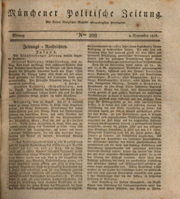 Münchener politische Zeitung (Süddeutsche Presse) Montag 4. September 1826