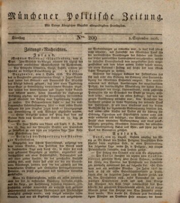 Münchener politische Zeitung (Süddeutsche Presse) Dienstag 5. September 1826