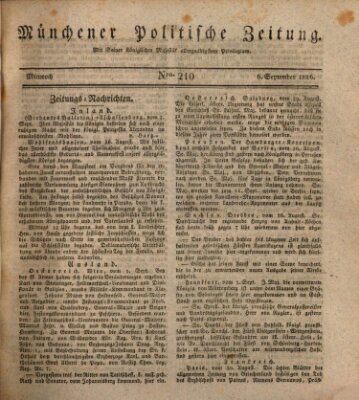 Münchener politische Zeitung (Süddeutsche Presse) Mittwoch 6. September 1826