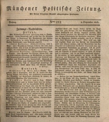 Münchener politische Zeitung (Süddeutsche Presse) Freitag 8. September 1826