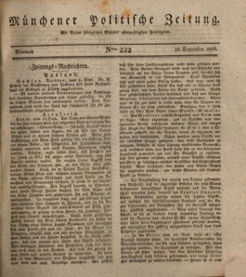 Münchener politische Zeitung (Süddeutsche Presse) Mittwoch 20. September 1826