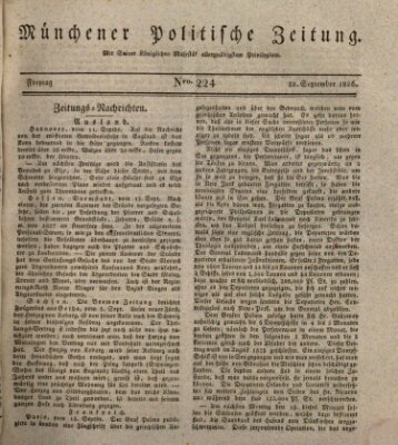 Münchener politische Zeitung (Süddeutsche Presse) Freitag 22. September 1826