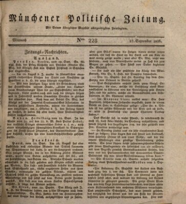 Münchener politische Zeitung (Süddeutsche Presse) Mittwoch 27. September 1826