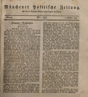 Münchener politische Zeitung (Süddeutsche Presse) Montag 2. Oktober 1826