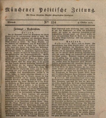 Münchener politische Zeitung (Süddeutsche Presse) Mittwoch 4. Oktober 1826